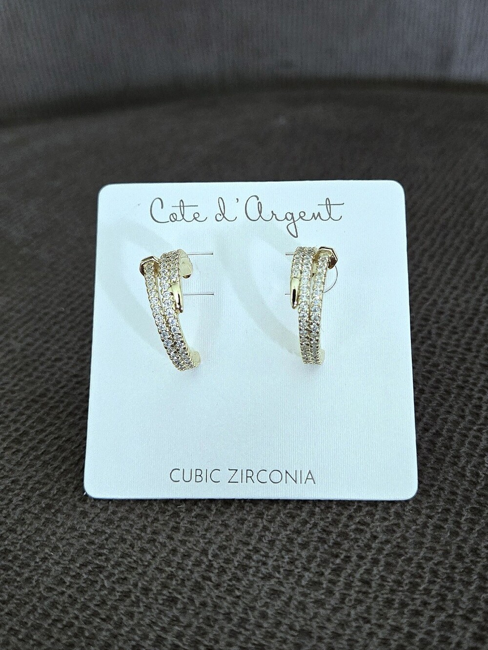 Cote d'Argent Gold💛 Nail🔨 Half Hoops With Cubic Zirconias💎 - NWT